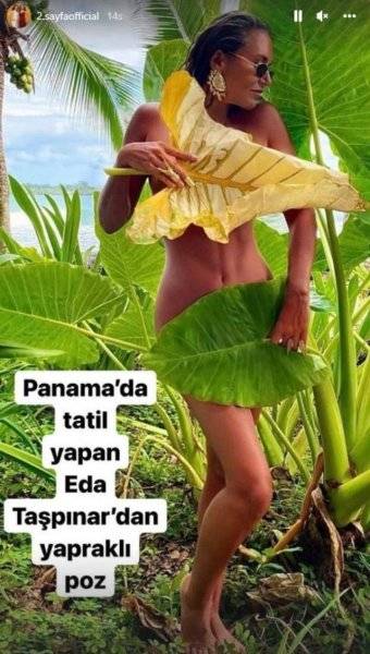 Eda Taşpınar'ın yapraklı pozu olay oldu 5