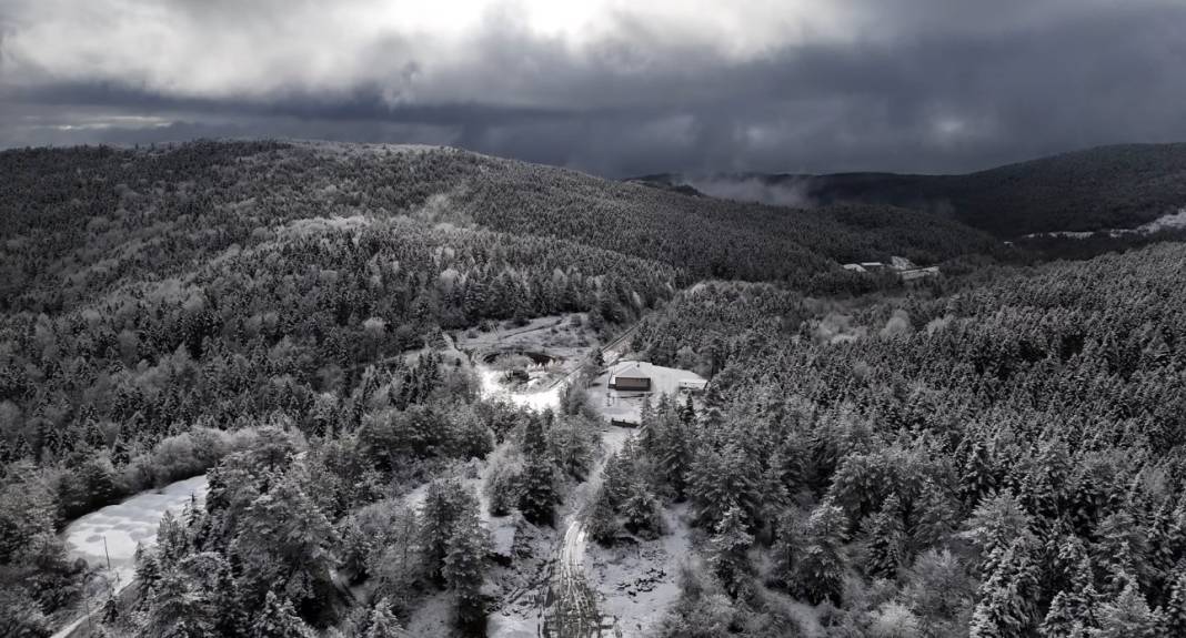 Kar manzaraları dronla görüntülendi 1