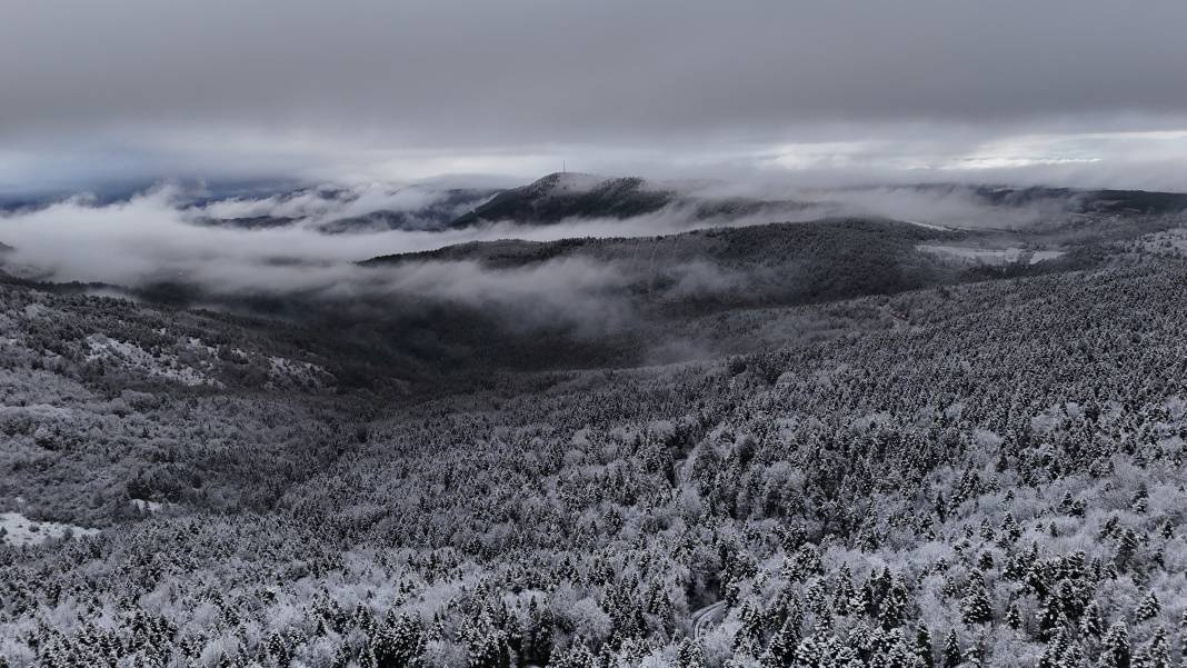 Kar manzaraları dronla görüntülendi 4