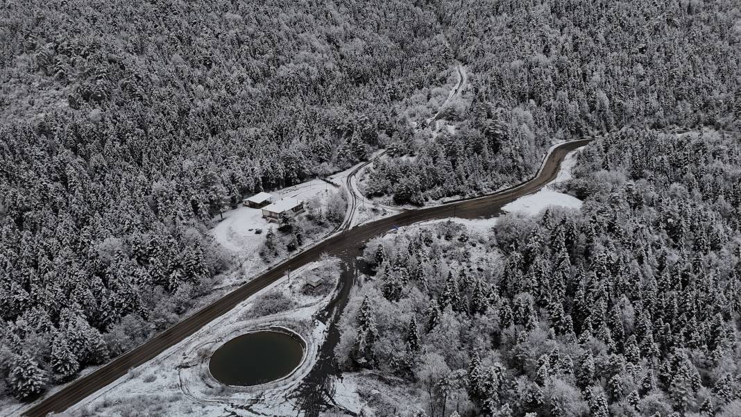 Kar manzaraları dronla görüntülendi 5