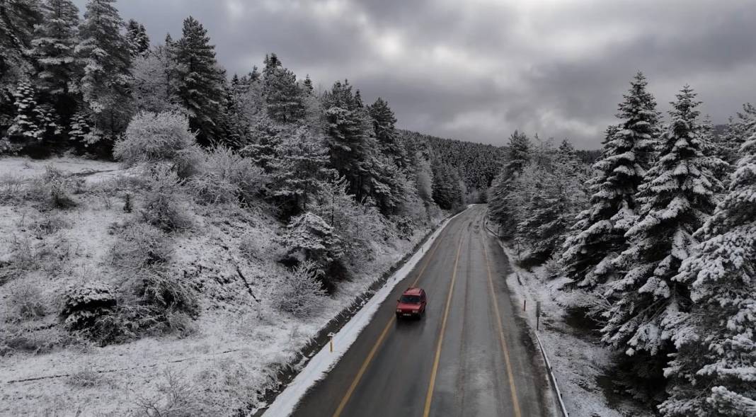Kar manzaraları dronla görüntülendi 7
