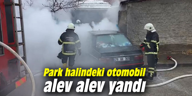 Park halindeki otomobil alev alev yandı