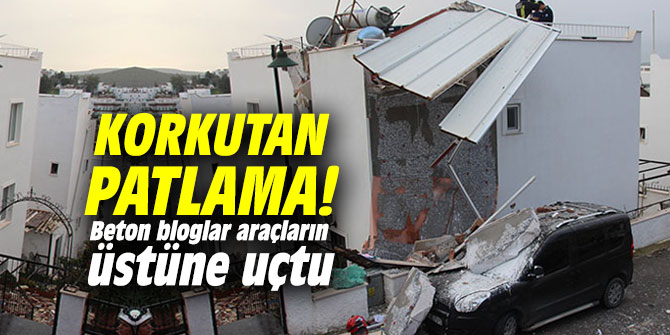 Korkutan patlama! Beton bloglar araçların üstüne uçtu