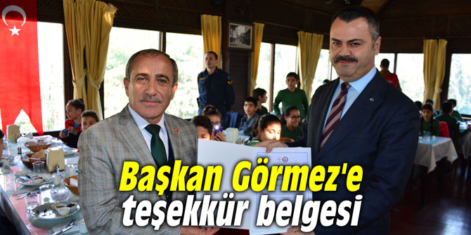 Başkan Görmez'e teşekkür belgesi