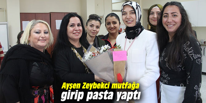 Ayşen Zeybekci mutfağa girip pasta yaptı