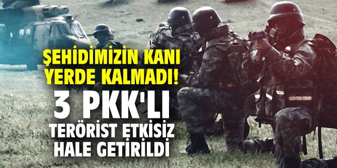 Şehidimizin kanı yerde kalmadı! 3 PKK'lı terörist etkisiz hale getirildi