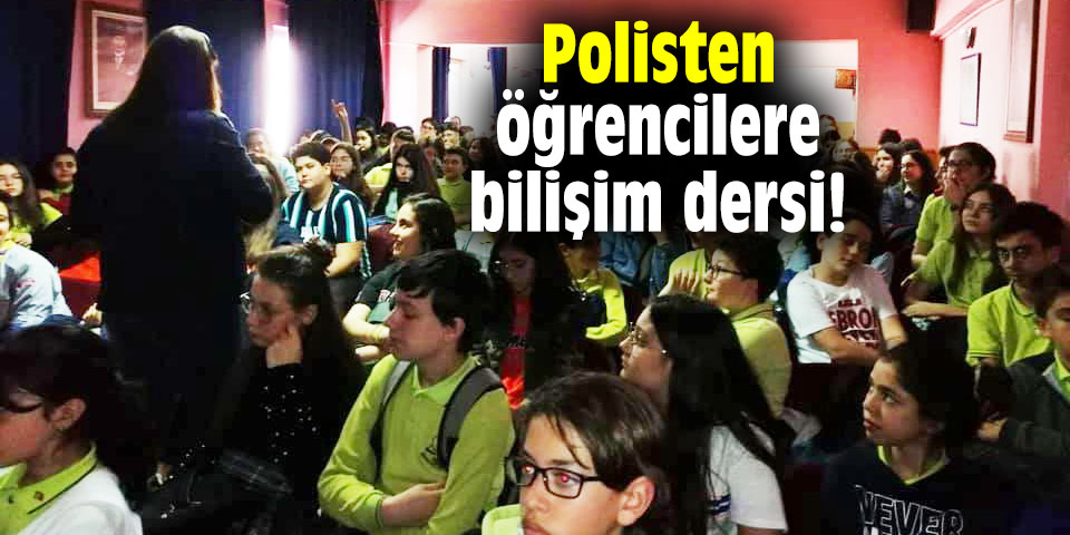 Polisten öğrencilere bilişim dersi!