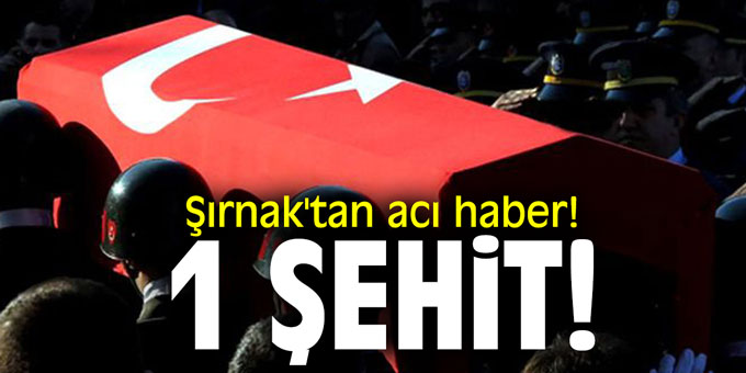 Şırnak'tan acı haber! 1 şehit!