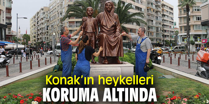 Konak’ta heykellere bakım çalışması