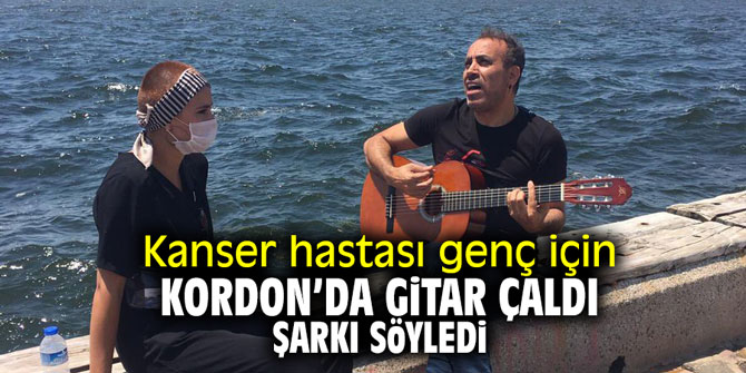 Haluk Levent kanser hastası genç için Kordon'da gitar çaldı, şarkı söyledi
