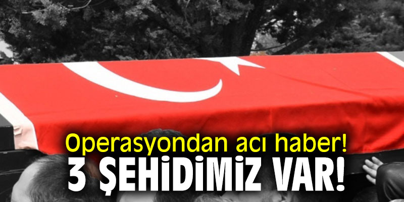 Operasyondan acı haber! 3 şehidimiz var!