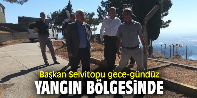 Başkan Selvitopu yangın bölgesinde incelemelerde bulundu!