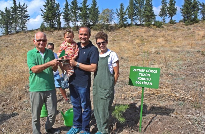 Zeynep Gökçe Tüzün'ün yaş gününde 600 fidanlık koru