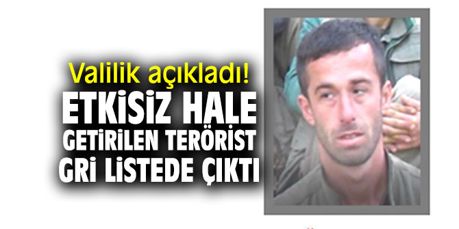 Valilik açıkladı! Etkisiz hale getirilen terörist gri listede çıktı