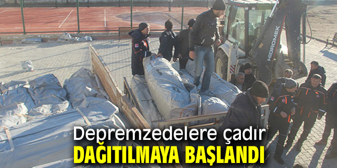 Depremzedelere çadır dağıtılıyor!