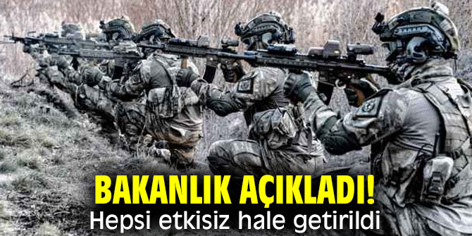 Milli Savunma Bakanlığı açıkladı! Hepsi etkisiz hale getirildi