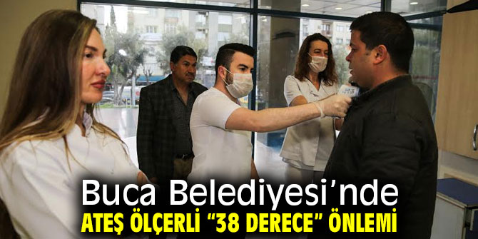 Buca’da belediye binasına korona önlemi 