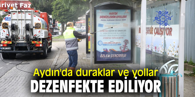 Aydın'da duraklar ve yollar dezenfekte ediliyor