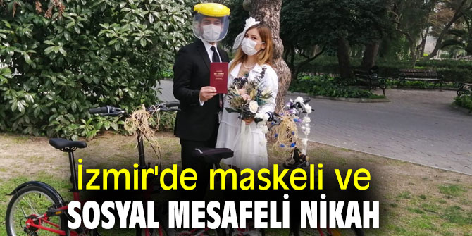 Koronavirüs yüzünden maskeli ve sosyal mesafeli nikah