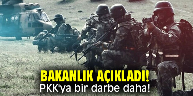 Bakanlık açıkladı! PKK'ya bir darbe daha!
