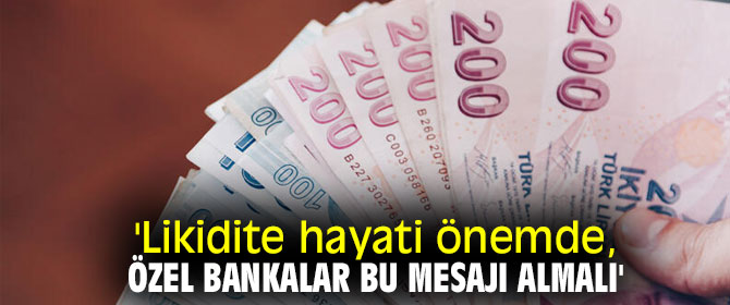 'Likidite hayati önemde, özel bankalar bu mesajı almalı'