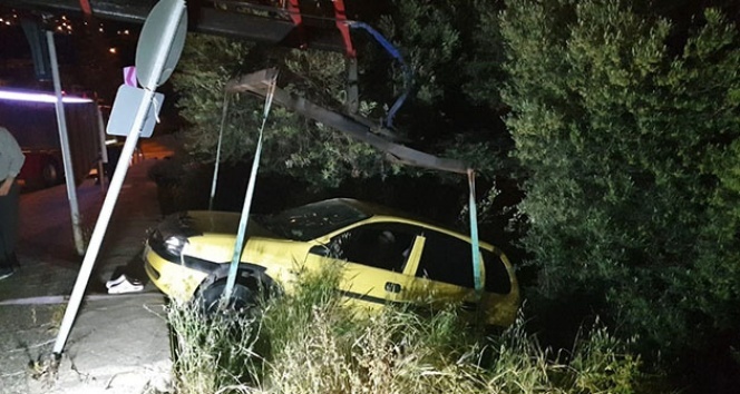 Dur ihtarına uymadı!  Şarampole uçtu