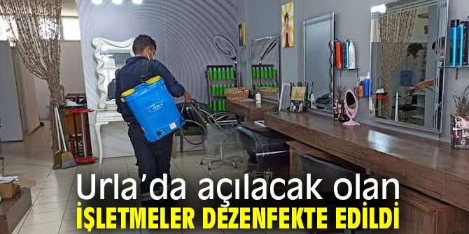Urla’da açılacak olan işletmeler dezenfekte edildi