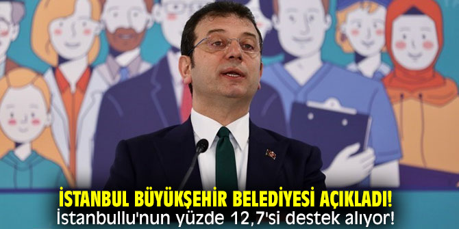 İstanbul Büyükşehir Belediyesi açıkladı! İstanbullu'nun yüzde 12,7'si destek alıyor!