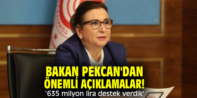 Bakan Pekcan'dan önemli açıklamalar! "635 milyon lira destek verdik'