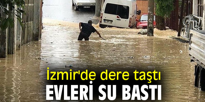 İzmir'de dere taştı evleri su bastı