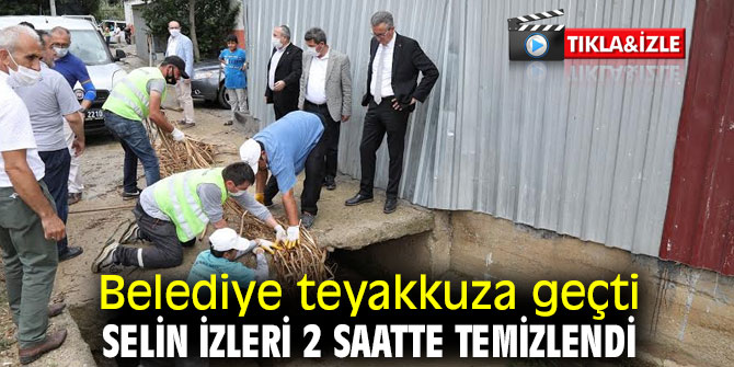 Gaziemir'de selin izleri 2 saatte temizlendi