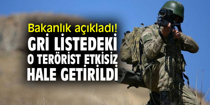 Bakanlık açıkladı! Gri listedeki o terörist etkisiz hale getirildi