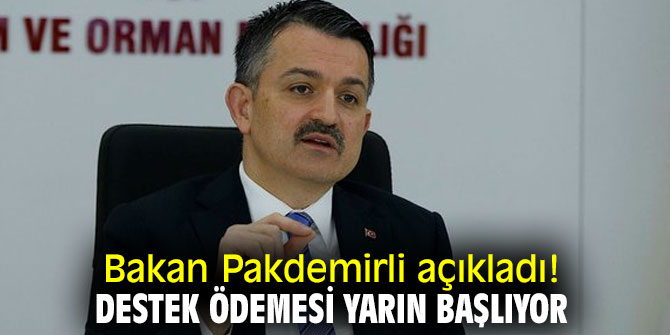 Bakan Pakdemirli açıkladı! Destek ödemesi yarın başlıyor