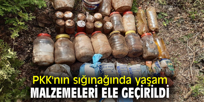 PKK'nın sığınağında yaşam malzemeleri ele geçirildi