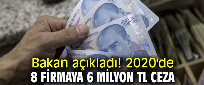 2020'de 8 firmaya 6 milyon TL ceza kesildi