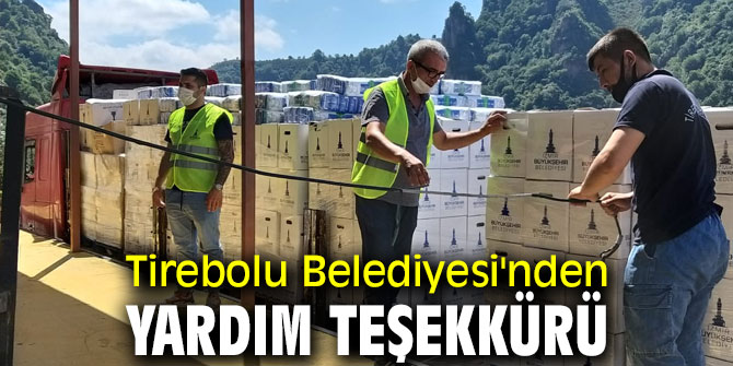 Tirebolu Belediyesi'nden yardım teşekkürü