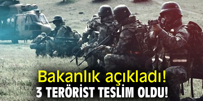Bakanlık açıkladı! 3 terörist teslim oldu!