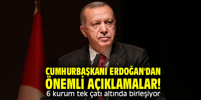 Cumhurbaşkanı Erdoğan'dan önemli açıklamalar! 6 kurum tek çatı altında birleşiyor
