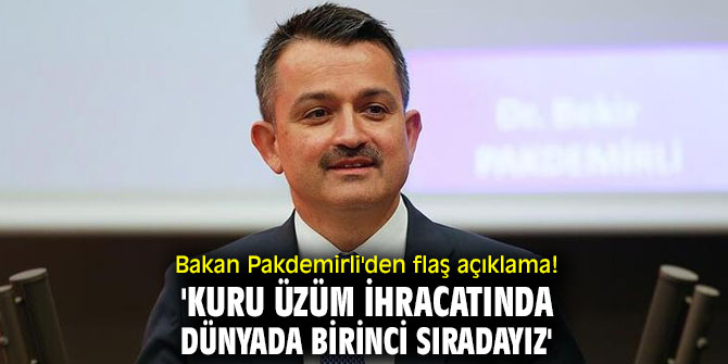 Bakan Pakdemirli'den flaş açıklama! 'Kuru üzüm ihracatında dünyada birinci sıradayız'