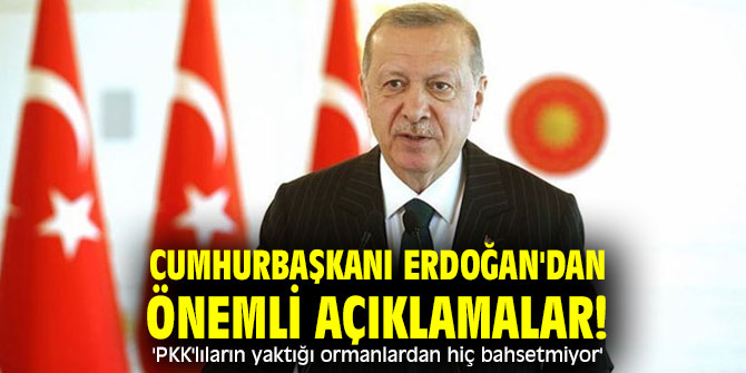 Cumhurbaşkanı Erdoğan'dan önemli açıklamalar! 'PKK'lıların yaktığı ormanlardan hiç bahsetmiyor'