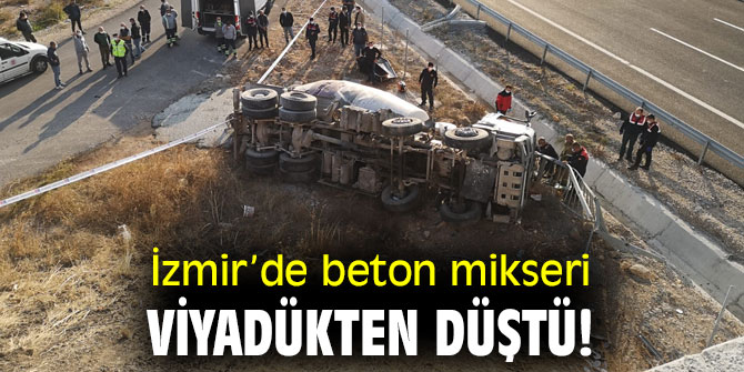 Beton mikseri viyadükten düştü! 