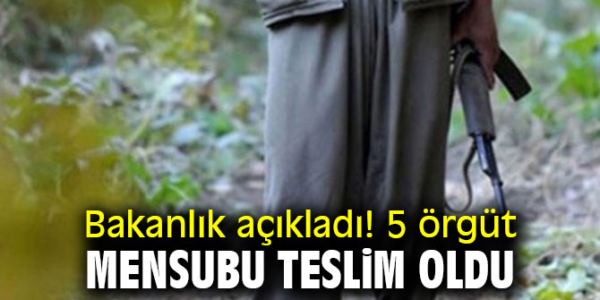 Bakanlık açıkladı! 5 örgüt mensubu teslim oldu
