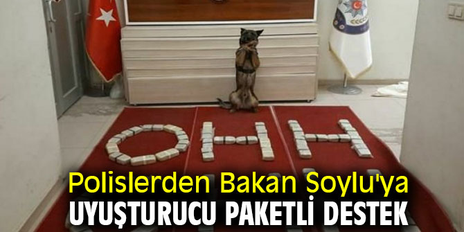 Polislerden Bakan Soylu'ya uyuşturucu paketli destek