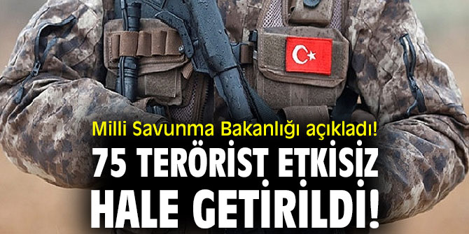 Milli Savunma Bakanlığı açıkladı! 75 terörist etkisiz hale getirildi!