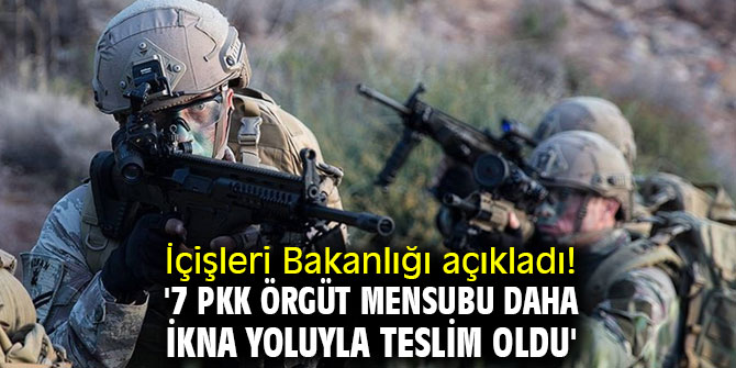 İçişleri Bakanlığı açıkladı! '7 PKK örgüt mensubu daha ikna yoluyla teslim oldu'