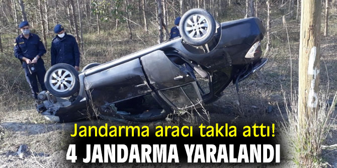 Jandarma aracı takla attı! 4 jandarma yaralandı