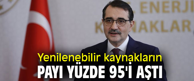Yenilenebilir kaynakların payı yüzde 95'i aştı