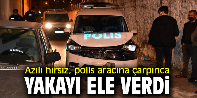 İzmir'de polis aracına çarpan hırsız yakalandı