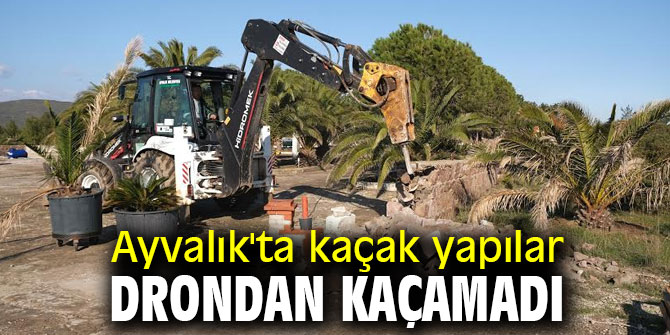 Ayvalık'ta kaçak yapılar drondan kaçamadı