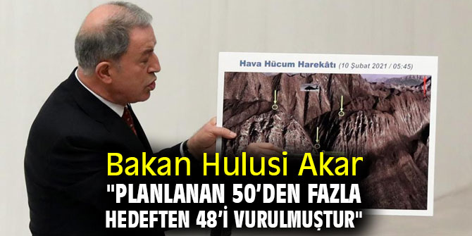 Bakan Hulusi Akar "Planlanan 50’den fazla hedeften 48’i vurulmuştur"